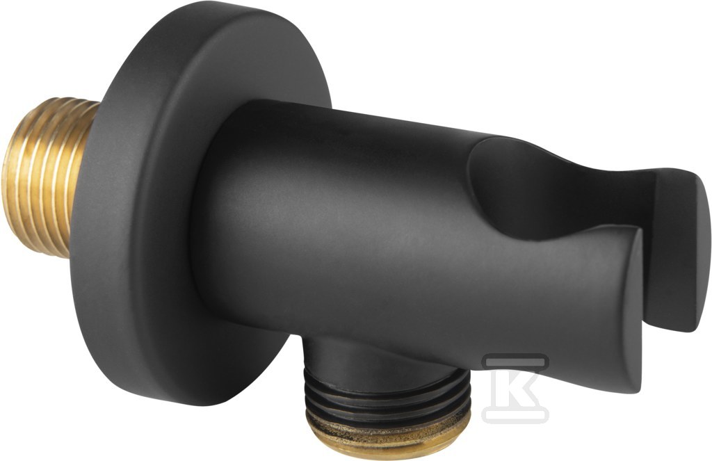 Przyłącze kątowe do węża natryskowego z uchwytem 1/2",czarny - obrazek 1